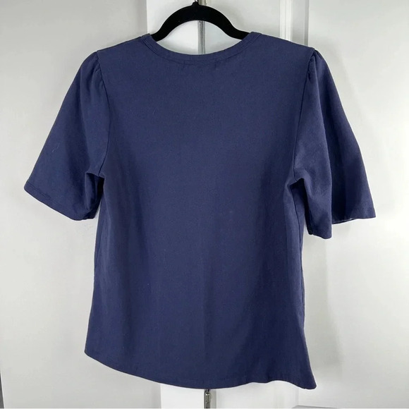 Pomander Place Size XS Navy‎ Pleated Sleeve Short Sleeve Top Classic Tuckernuck - Picture 2 of 9